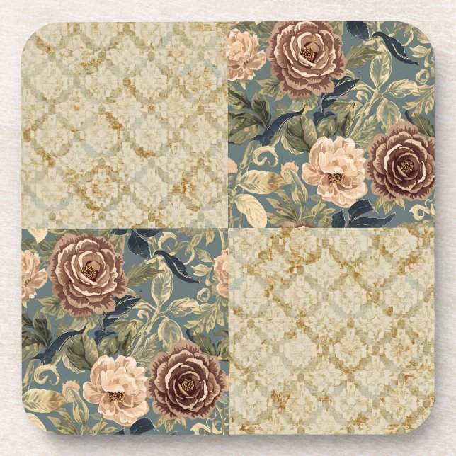 A Beautiful Combination of Floral and Motif Patter Coaster (Front)