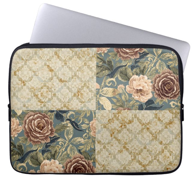 A Beautiful Combination of Floral and Motif Patter Laptop Sleeve (Front)