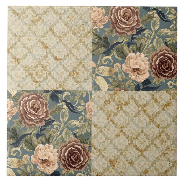 A Beautiful Combination of Floral and Motif Patter Tile (Front)