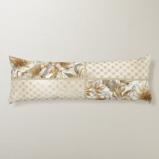 A Beautiful Combination of Flowers ,Gold Dots Art  Body Cushion