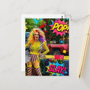 A Beautiful Drag Queen Colourful Pop Art Postcard