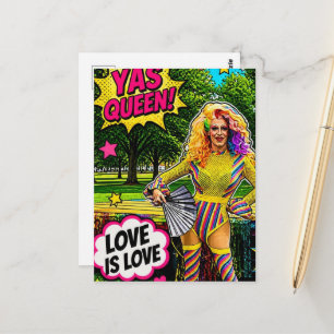A Beautiful Drag Queen Colourful Pop Art Postcard