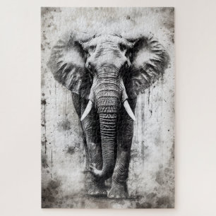 a beautiful elephant as a puzzle