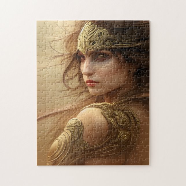 A beautiful female warrior in gold armour jigsaw puzzle (Vertical)