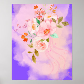 A beautiful flower poster brush style