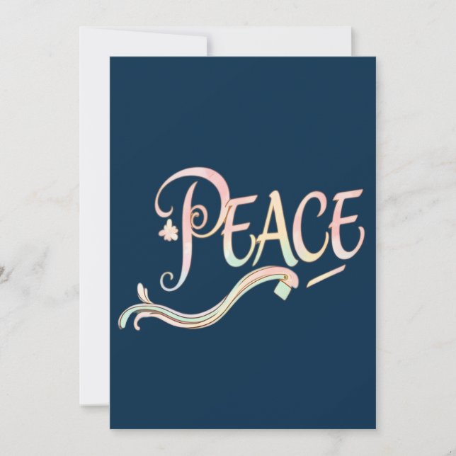 A beautiful, flowing script of the word "Peace" fe Invitation (Front)