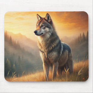 A Beautiful Forest Wolf Mouse Mat