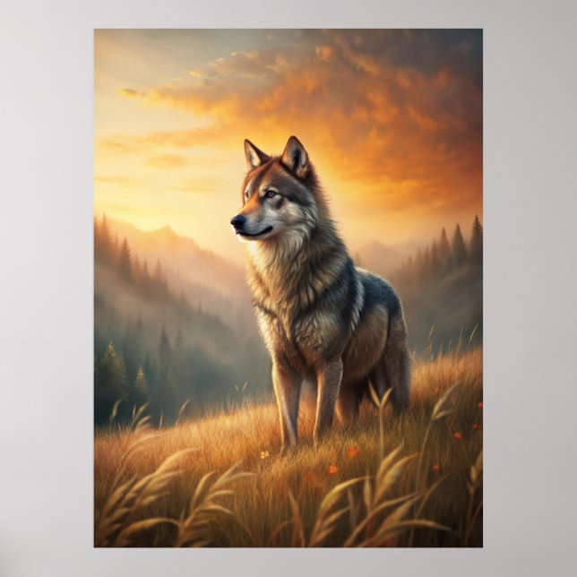A Beautiful Forest Wolf Poster (Front)