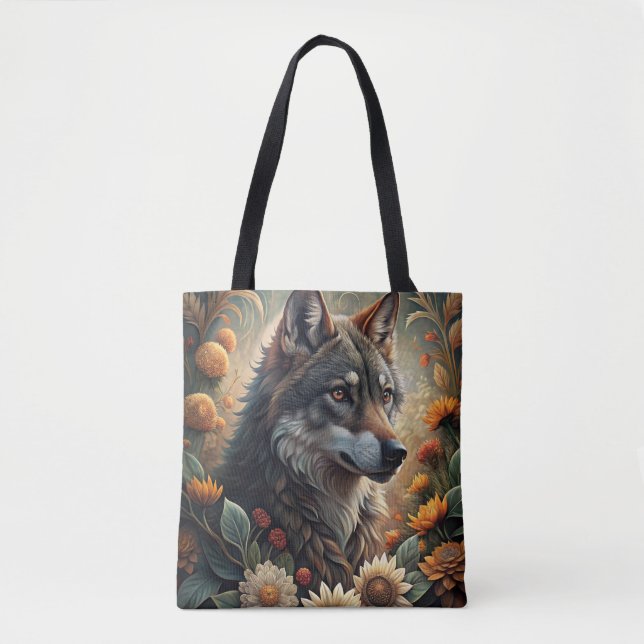 A Beautiful Forest Wolf Tote Bag (Front)