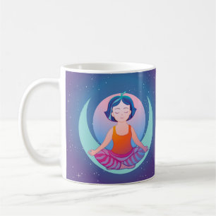 A beautiful girl meditates coffee mug