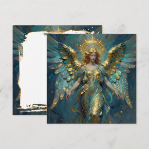 A Beautiful Gold and Turquoise Angel Blank Card