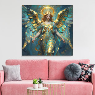 A Beautiful Gold and Turquoise Angel Canvas Print