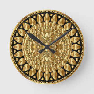A beautiful golden mandala round clock
