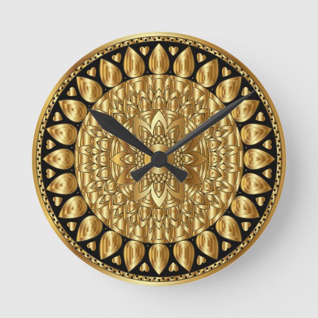 A beautiful golden mandala round clock (Front)
