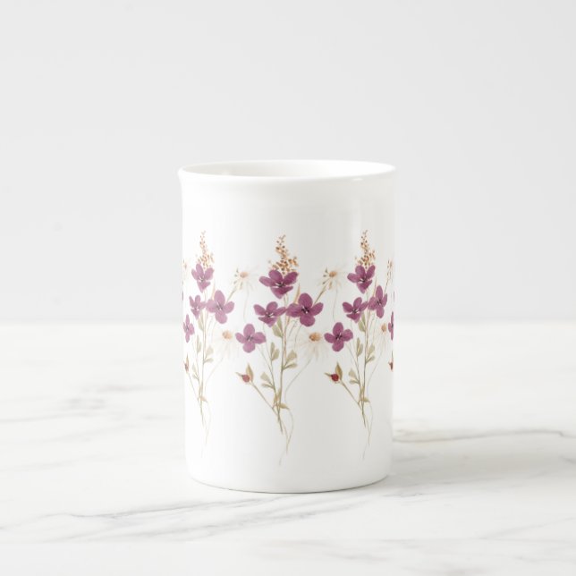 A Beautiful Hand Watercolour Painted. No: 013 Bone China Mug (Front)