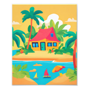 A beautiful house in a tropical island photo print