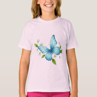 A beautiful insect blue butterfly Girl's T-shirt 