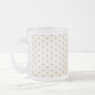 a beautiful linen leaf pattern frosted glass coffee mug