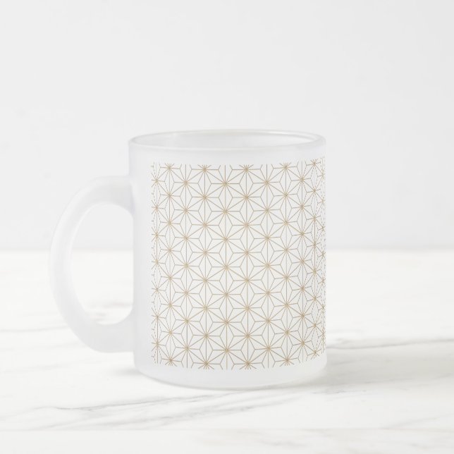 a beautiful linen leaf pattern frosted glass coffee mug (Left)
