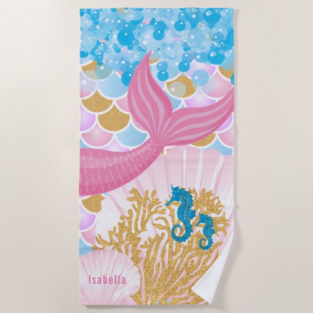 A Beautiful Mermaid 🧜‍♀️ Life Beach Towel (Front)