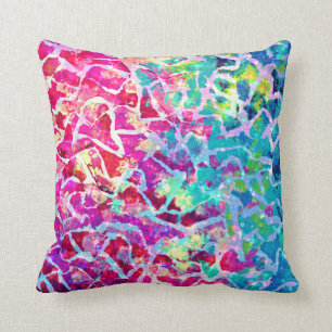 A BEAUTIFUL MESS Pink Turquoise Ombre Painting Cushion