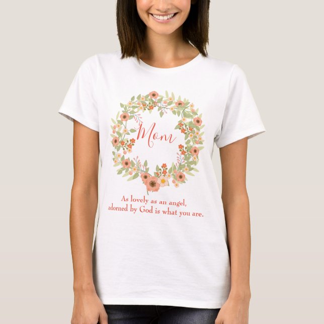 A Beautiful Mum Floral Wreath T-Shirt (Front)