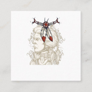 a beautiful native american and a feathered neckla square business card