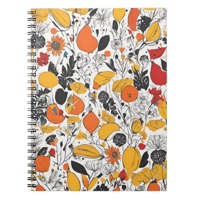 A Beautiful Notebook With Abstract Botanical Art (Front)