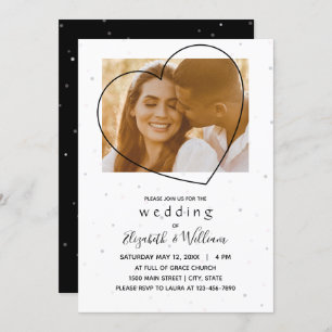 A Beautiful Photo Heart Line Elegant Wedding Invitation
