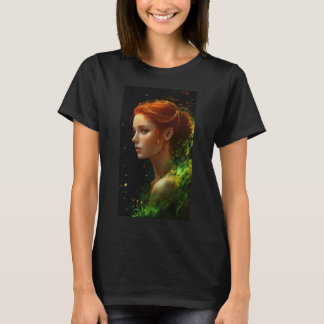 A beautiful red head woman with green eyes facing  T-Shirt