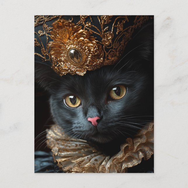 A Beautiful Royal Black Cat  Postcard (Front)