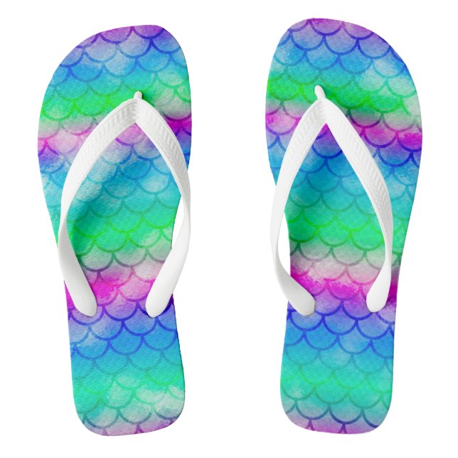 A beautiful spectrum of mermaid colours  flip flops (Footbed)