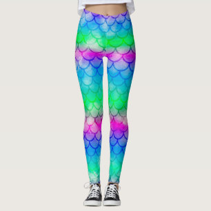 A beautiful spectrum of mermaid colours leggings