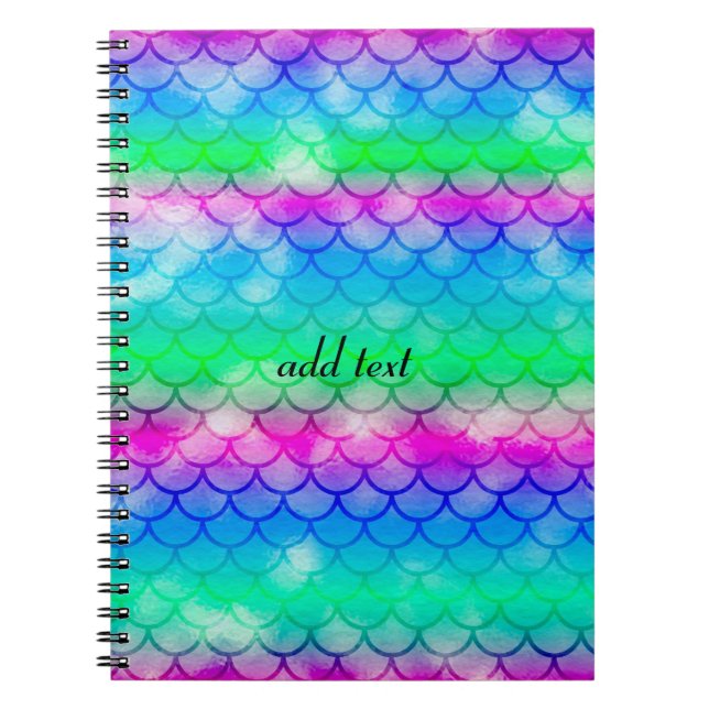 A beautiful spectrum of mermaid colours  notebook (Front)