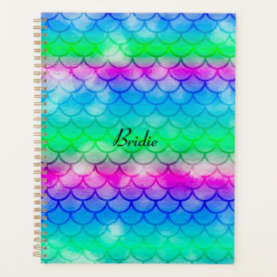 A beautiful spectrum of mermaid colours notebook planner