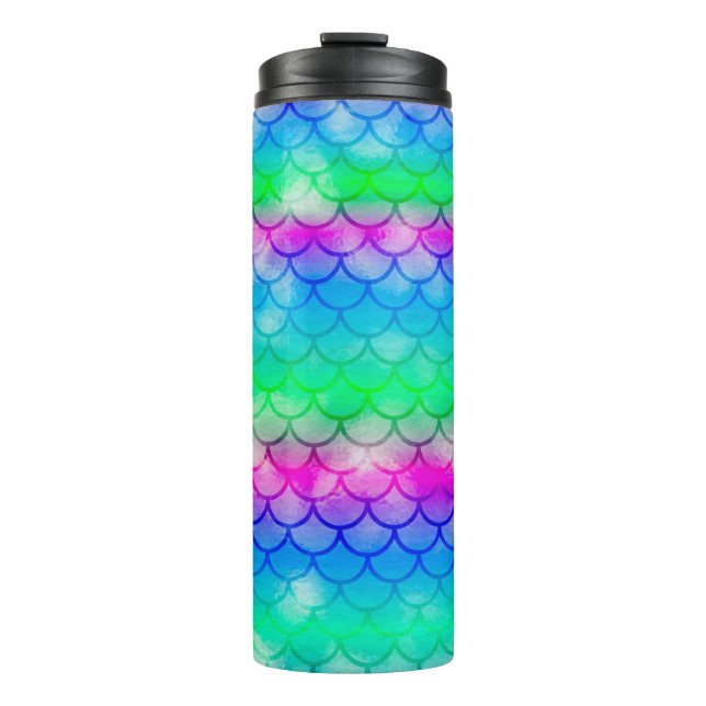 A beautiful spectrum of mermaid colours thermal tumbler (Front)