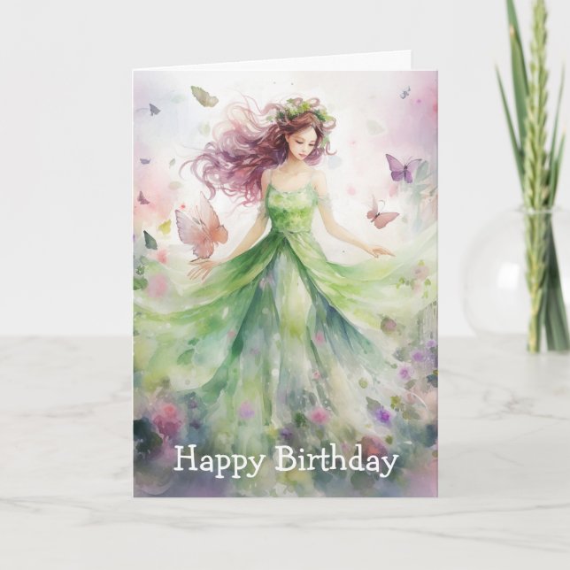 A Beautiful Spring Fairy Birthday Card (Front)