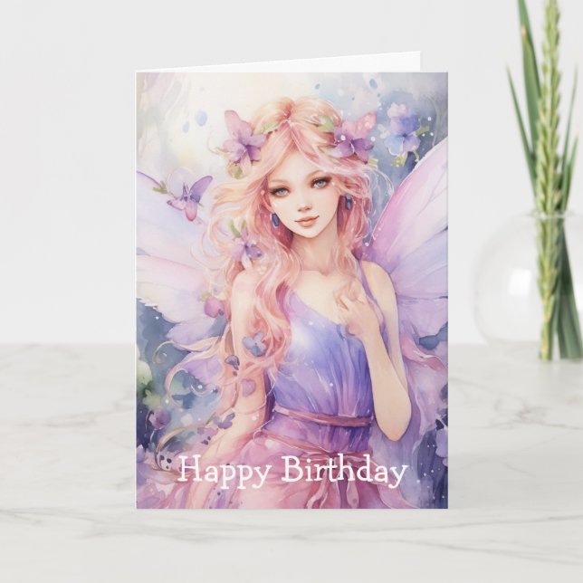 A Beautiful Spring Fairy Birthday Card (Front)
