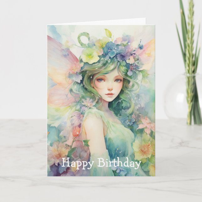 A Beautiful Spring Fairy Birthday Card (Front)