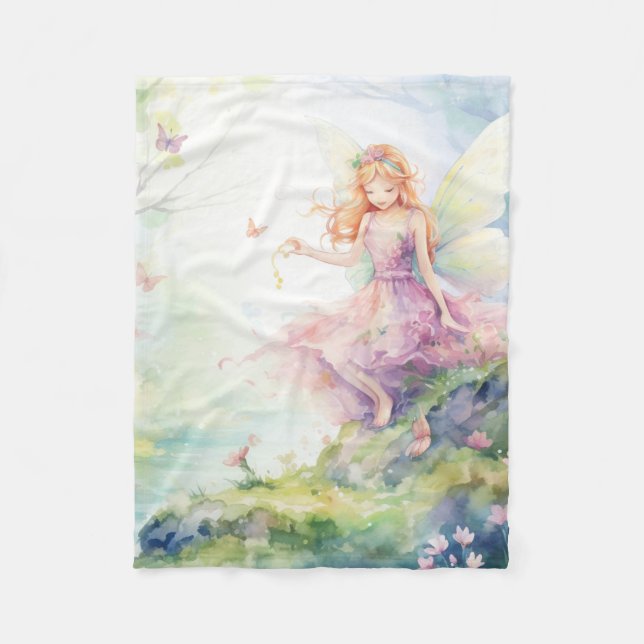 A Beautiful Spring Fairy Fleece Blanket (Front)