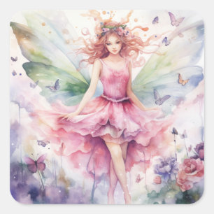 A Beautiful Spring Fairy Square Sticker