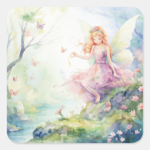 A Beautiful Spring Fairy Square Sticker