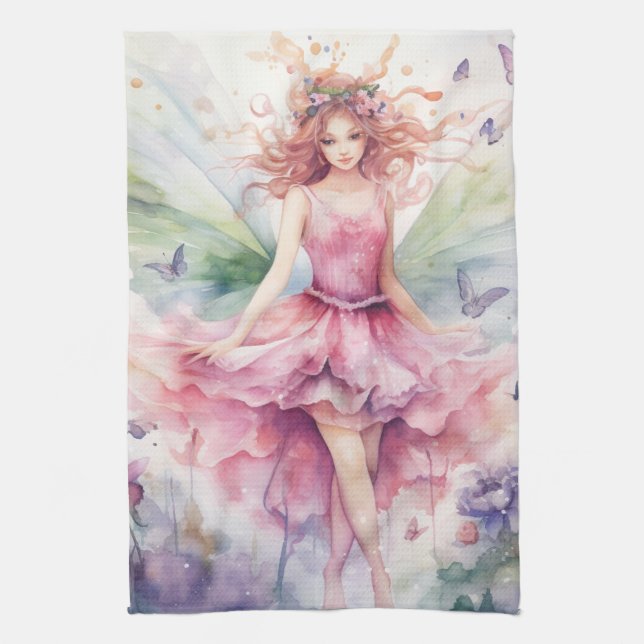 A Beautiful Spring Fairy Tea Towel (Vertical)