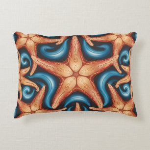 A beautiful starfish on blue decorative cushion