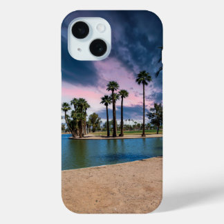 a beautiful sunset at Encanto Park iPhone 15 Case