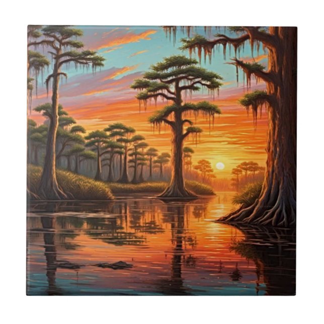 A beautiful sunset down on the Bayou Tile (Front)