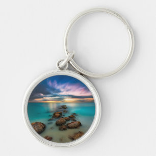 A Beautiful Sunset Over Grace Bay Turks & Caicos Key Ring