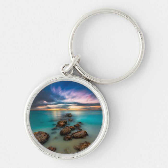 A Beautiful Sunset Over Grace Bay | Turks & Caicos Key Ring (Front)