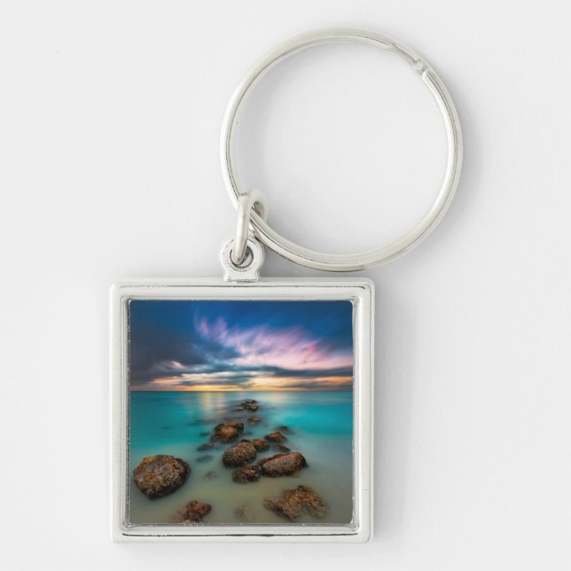 A Beautiful Sunset Over Grace Bay | Turks & Caicos Key Ring (Front)