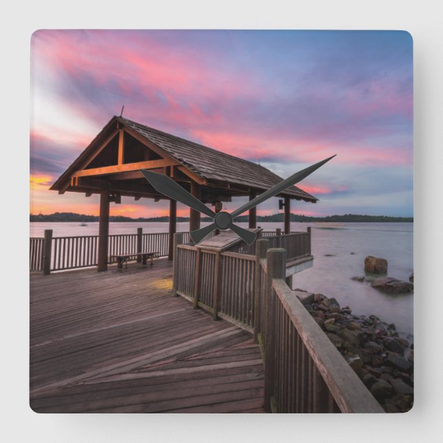A Beautiful Sunset Square Wall Clock (Front)